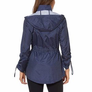 Jones New York Raincoat in Blue Polka Dots foldable